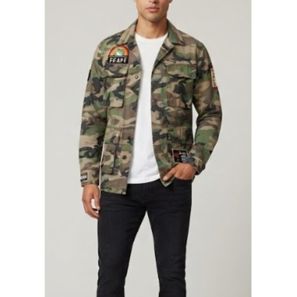 The Rail Unisex Camo Military Statue of Liberty Peace Patch Jacket Size M